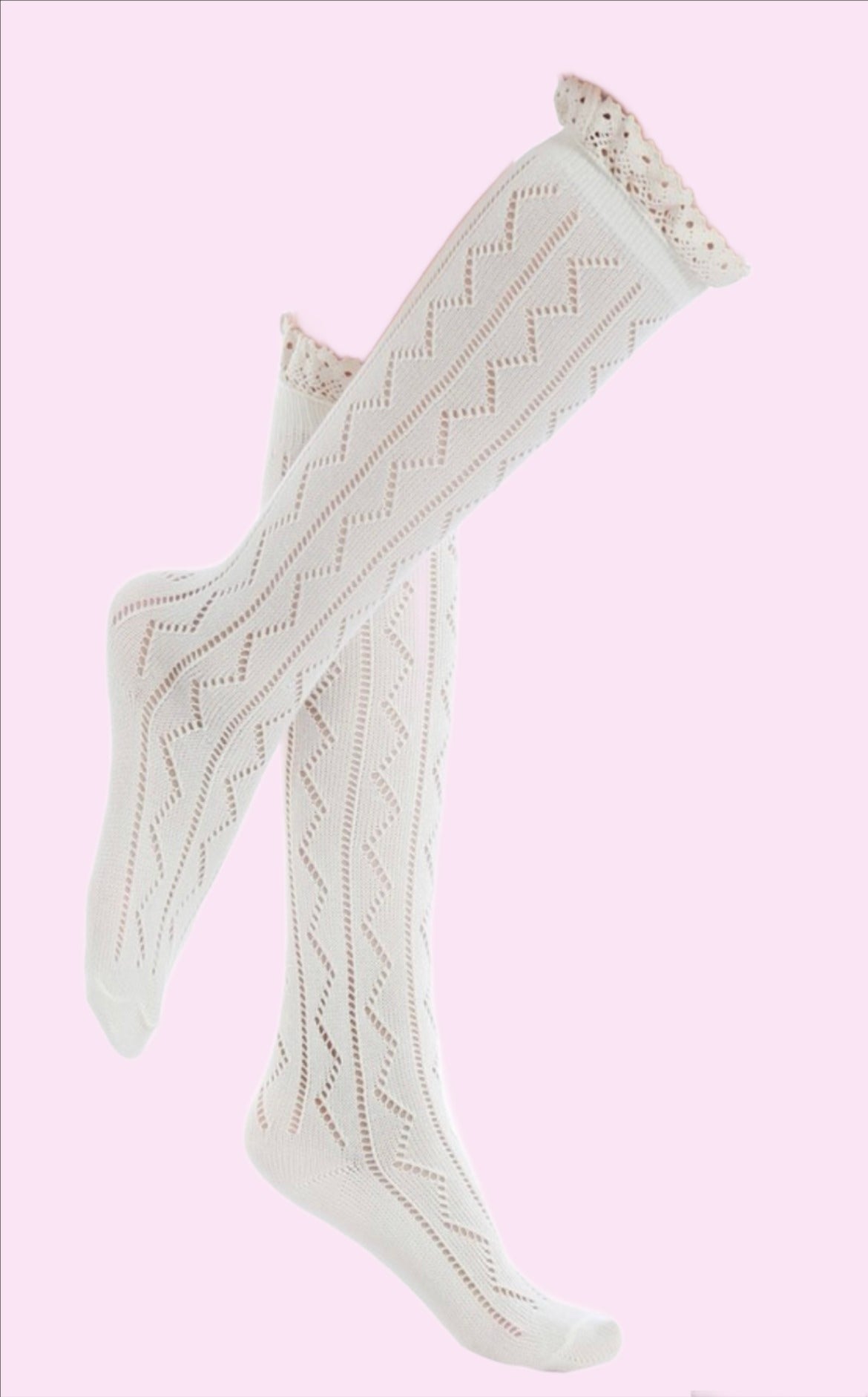 Ric-Rack Knit Knee High Cotton Socks
