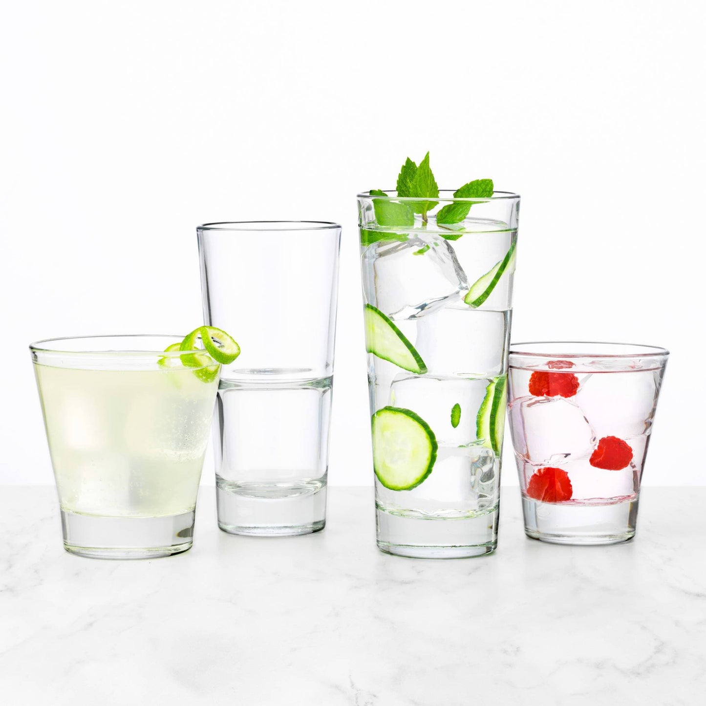 Libbey Endeavor Stacking Rocks Glasses, 9-ounce, Set of 12