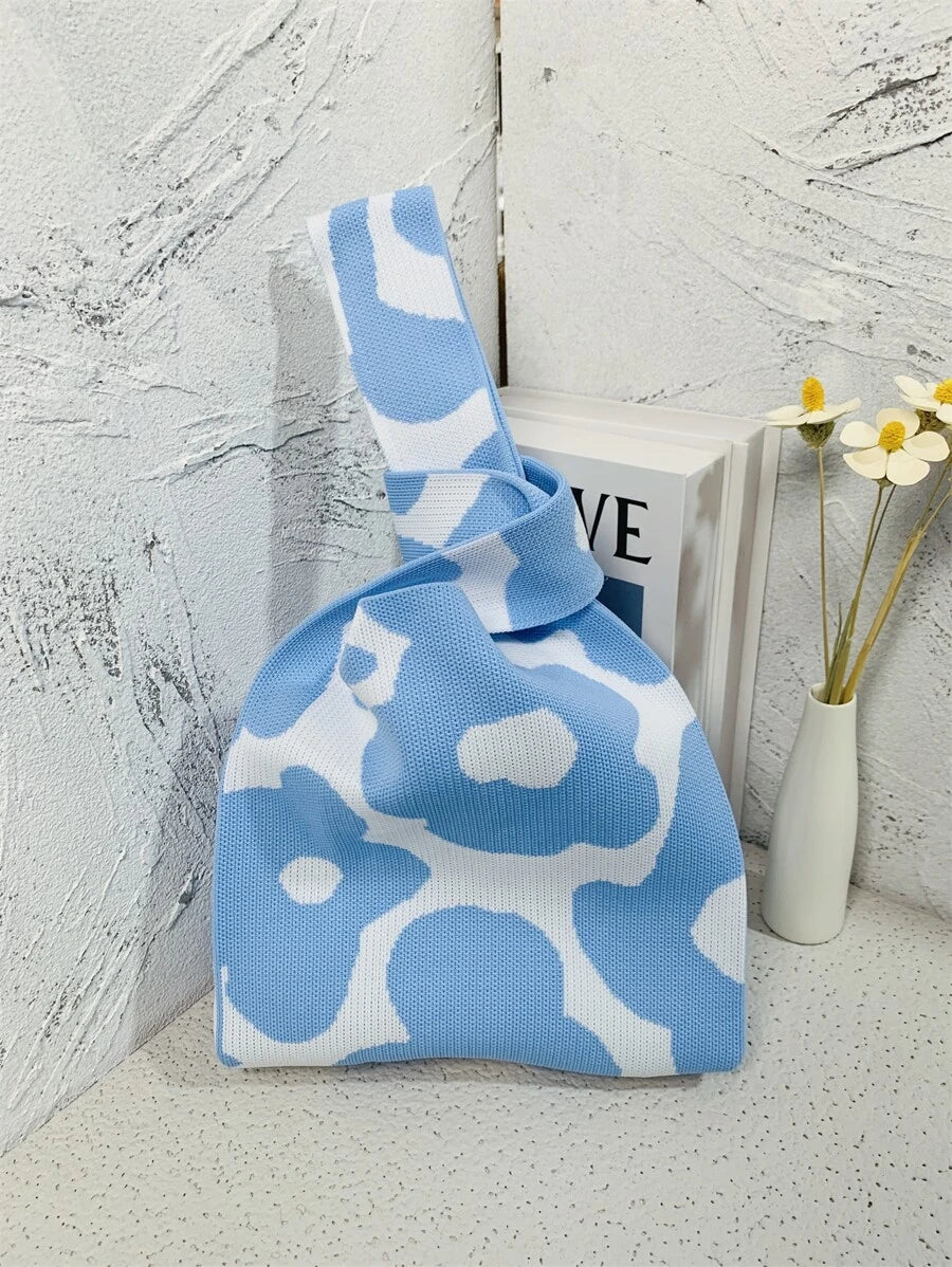 Crochet Tote Bag Floral Blue