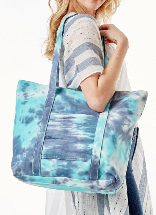 Tie Dye Print Canvas Tote Bag