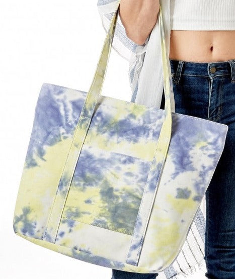 Tie Dye Print Canvas Tote Bag