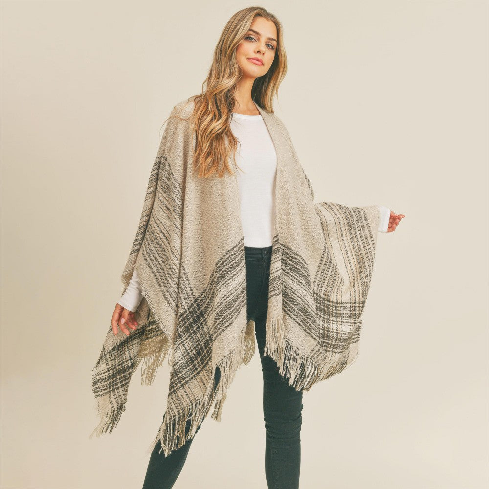 Classic Knit Ruana Wrap Natural