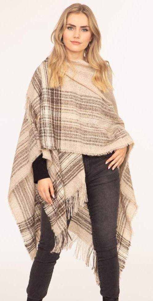 Classic Knit Ruana Wrap Natural