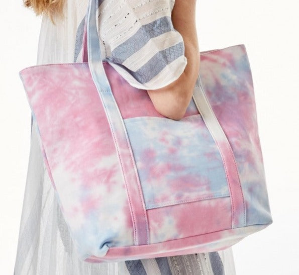 Tie Dye Print Canvas Tote Bag