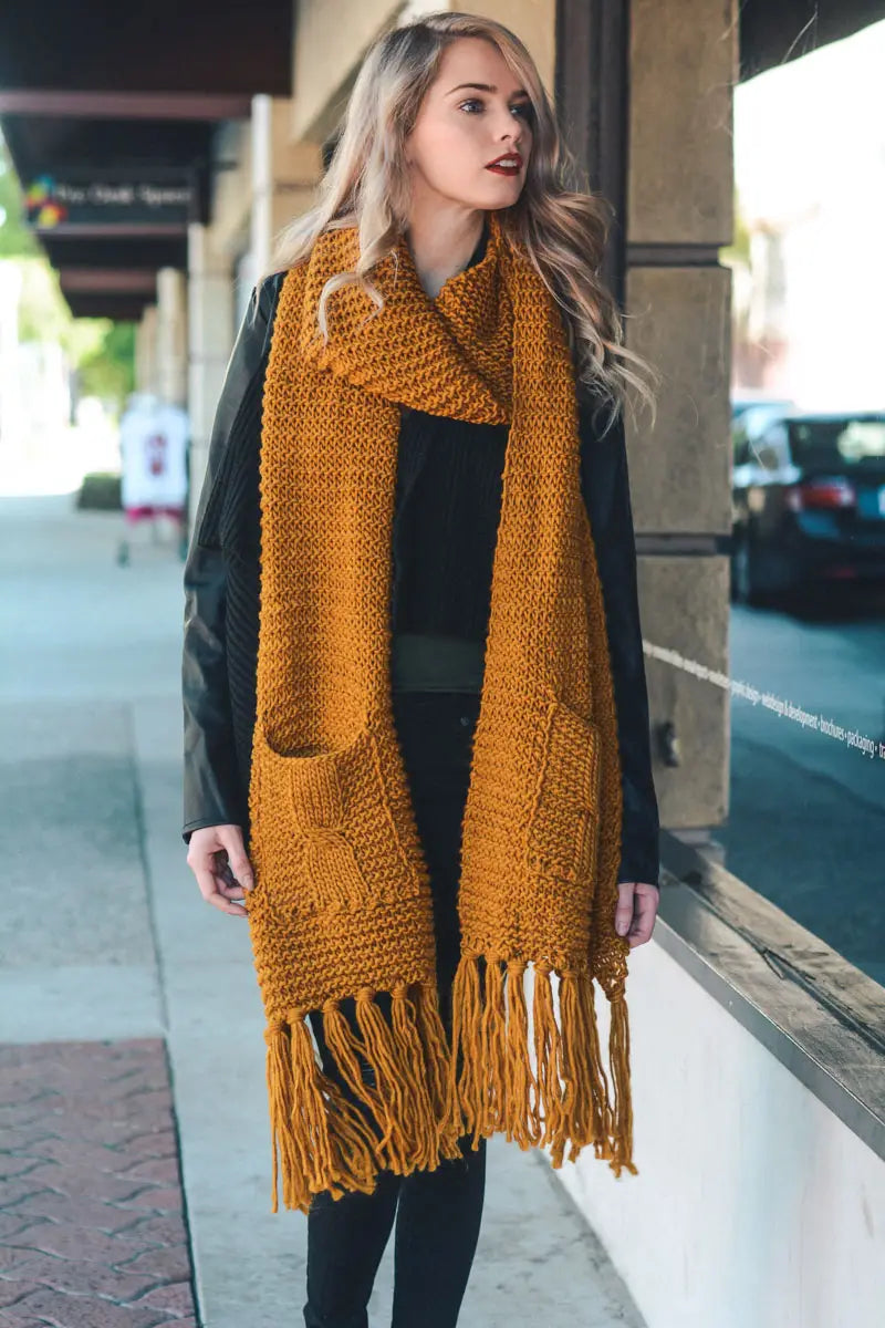 Leto Collection Chunky Oversized Pocket Scarf