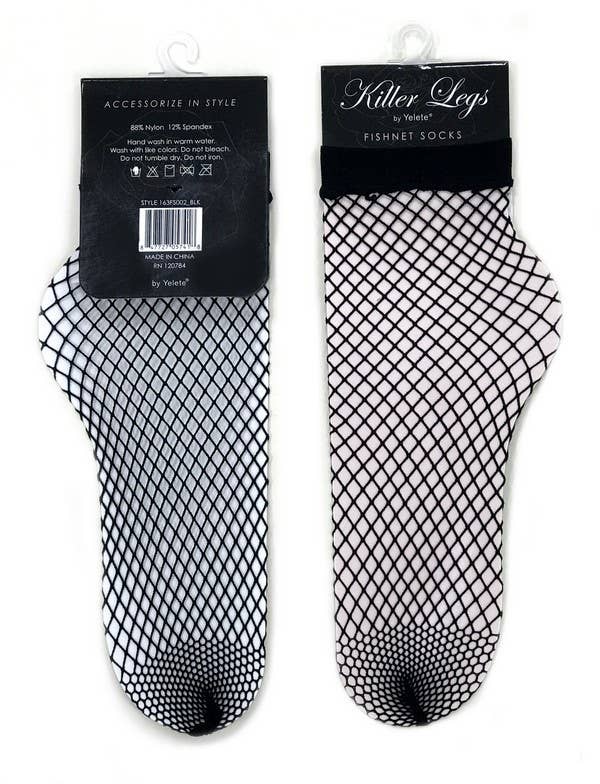 Medium Gauge Fishnet Socks - Low Cut: Black / OS