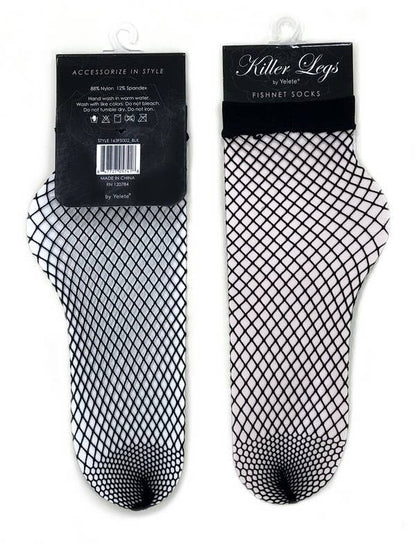 Medium Gauge Fishnet Socks - Low Cut: Black / OS