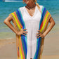 Openwork Striped Slit Knit Cover Up