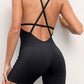 Crisscross V-Neck Spaghetti Strap Active Romper