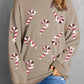 Sequin Candy Cane Round Neck Sweatshirt