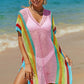 Openwork Striped Slit Knit Cover Up