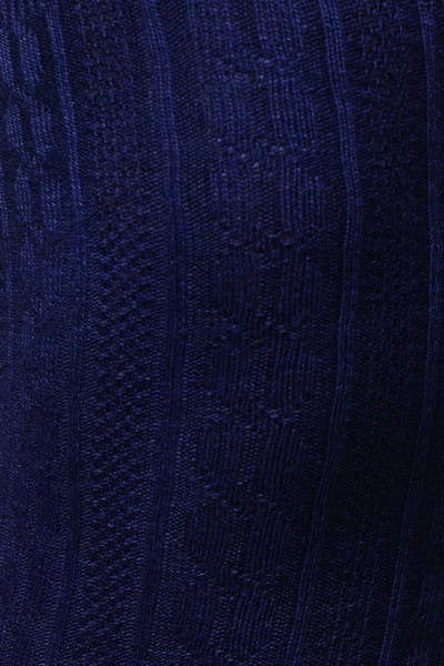 Single Pair Pack Fashion Design Thigh High Socks: Navy / S/M
