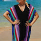 Openwork Striped Slit Knit Cover Up