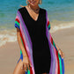 Openwork Striped Slit Knit Cover Up