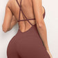 Crisscross V-Neck Spaghetti Strap Active Romper