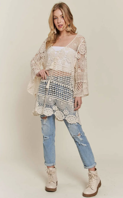 Lace-Up Crochet Tunic