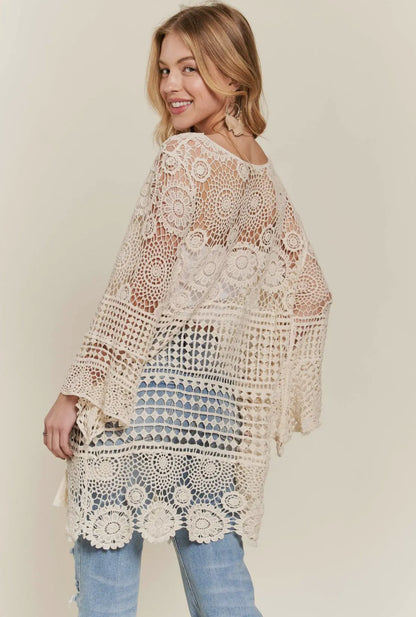 Lace-Up Crochet Tunic