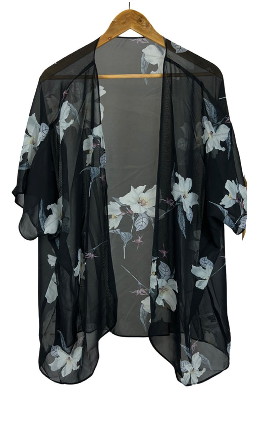 Chiffon Kimono Black Floral