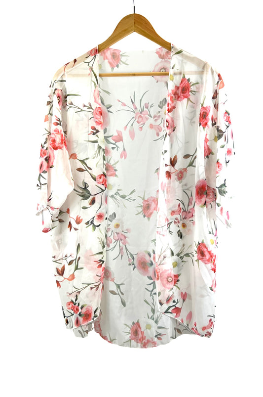 Chiffon Kimono Ivory Rose