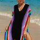 Openwork Striped Slit Knit Cover Up