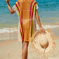 Openwork Striped Slit Knit Cover Up