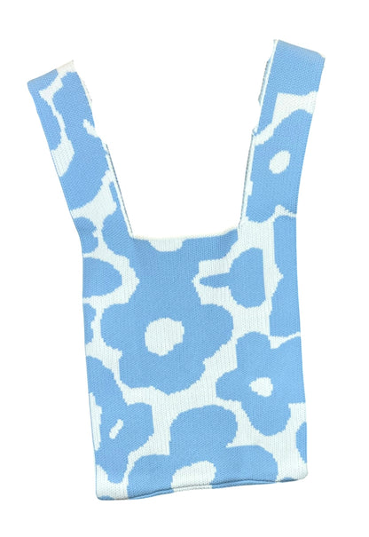 Crochet Tote Bag Floral Blue