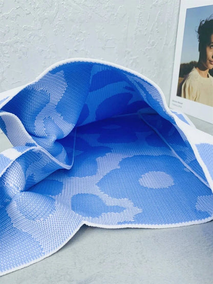 Crochet Tote Bag Floral Blue