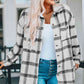 Plaid Curved Hem Dropped Shoulder Longline Shirt Jacket