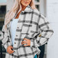 Plaid Curved Hem Dropped Shoulder Longline Shirt Jacket