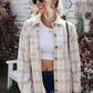 Plaid Curved Hem Dropped Shoulder Longline Shirt Jacket