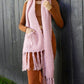 Over sized scarf with pockets and tassels, available in blush, ivory or mustard