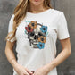 Simply Love Full Size Flower Skull Graphic Cotton Tee