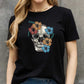 Simply Love Full Size Flower Skull Graphic Cotton Tee