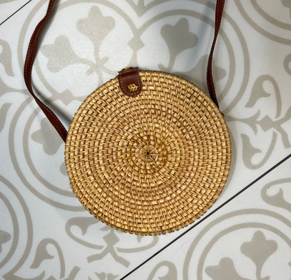 Wicker Rattan Boho Clam Purse