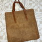 Knit Tote Bag With Removable Leather Handles