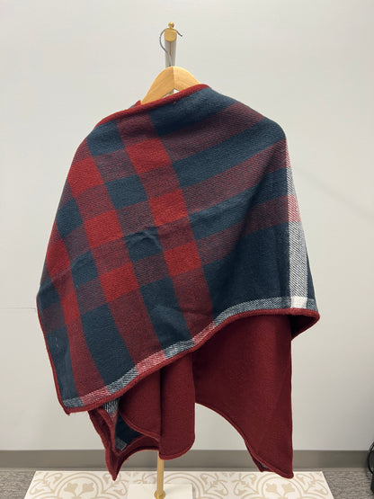 Fleece Plaid Print Ruana
