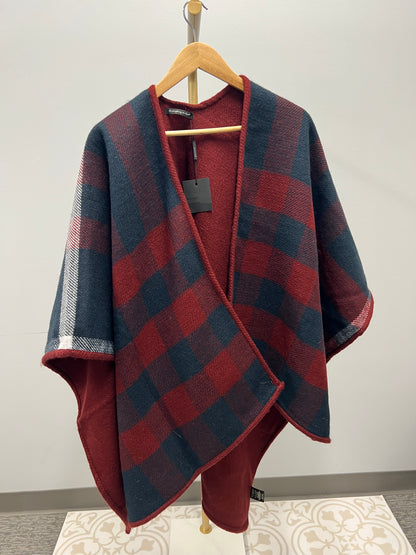 Fleece Plaid Print Ruana
