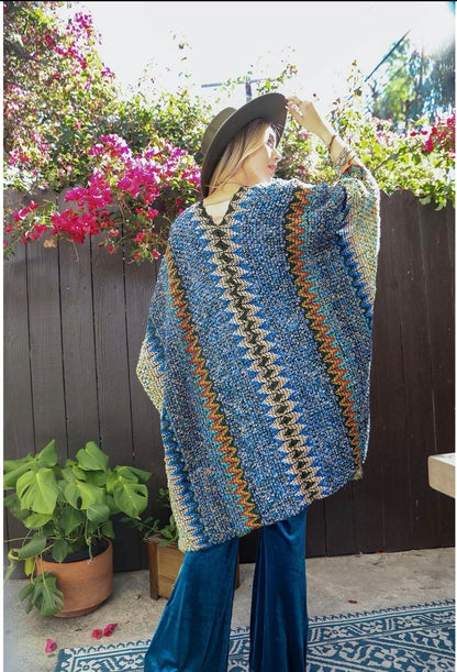 Colorful Crochet Patterned Ruana