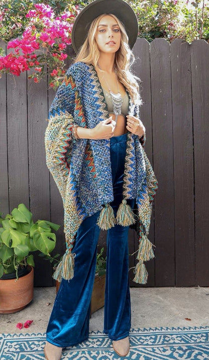 Colorful Crochet Patterned Ruana
