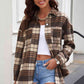 Plaid Curved Hem Dropped Shoulder Longline Shirt Jacket