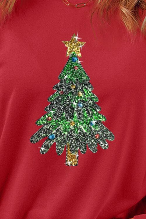 Sequin Christmas Tree Long Sleeve Sweatshirt