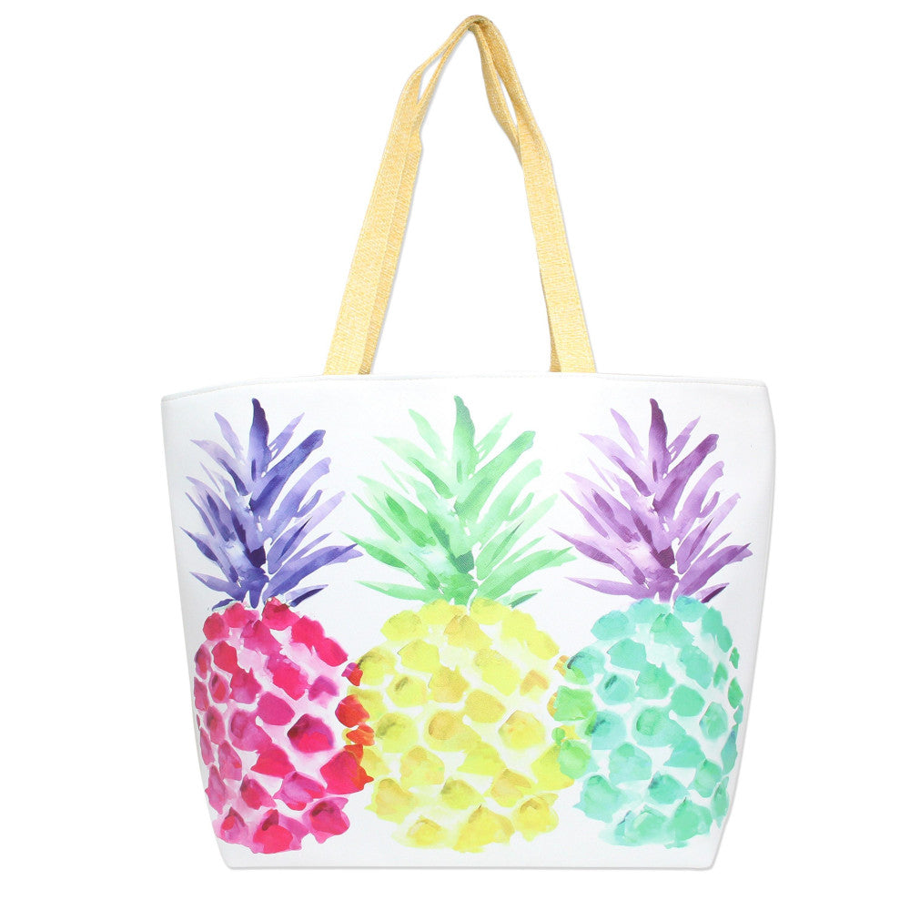 Multicolor Pineapple Canvas Tote Bag