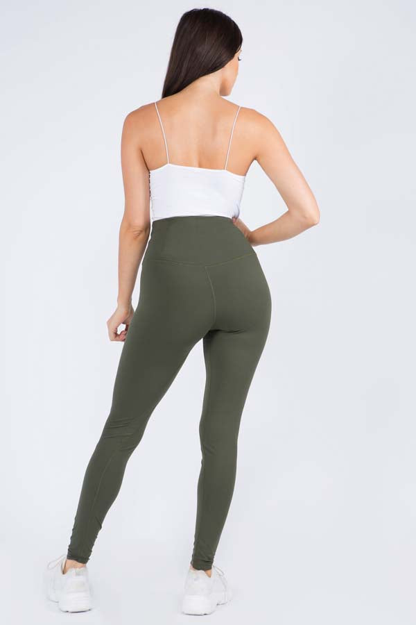 High Rise Solid Color Leggings Green