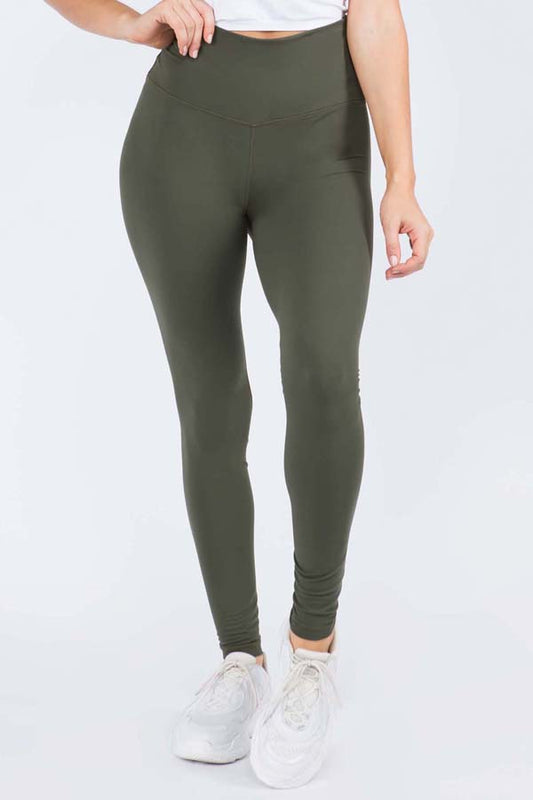 High Rise Solid Color Leggings Green